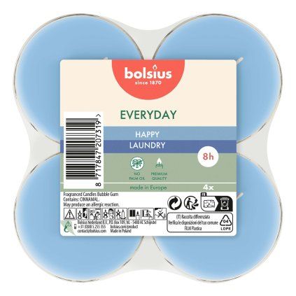 SVÍČKY ČAJOVÉ MAXI HAPPY LAUNDRY, SADA 4KS