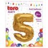 BALÓNEK ČÍSLICE 5, 30CM, MATNĚ ZLATÁ