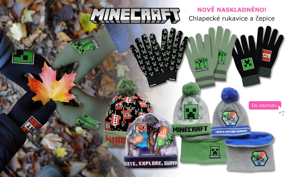 MInecraft rukavice a čepice