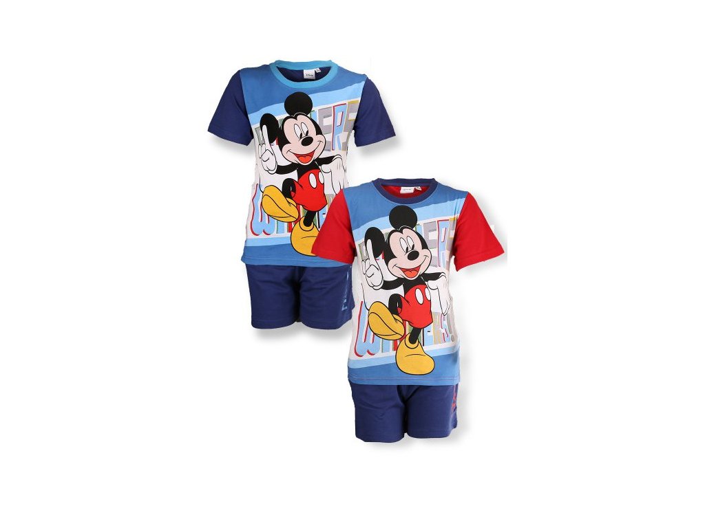 Komplet tričko a kraťasy Mickey Mouse > varianta 024 - červené rukávy > 128
