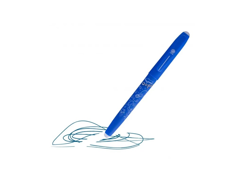 gumovatelne pero oops 06mm modre dve gumy blister 201319002