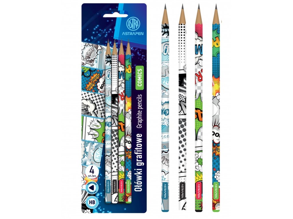 4ks obycajna hb ceruzka astrapen comics blister 206023013