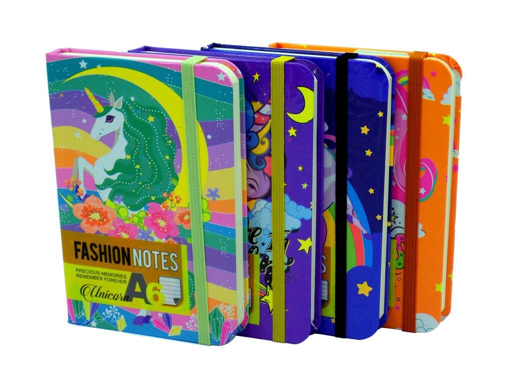 Záznamová kniha FASHION UNICORN formát A6, 96 listů, 90x140mm 85gr/m2, linkovaná