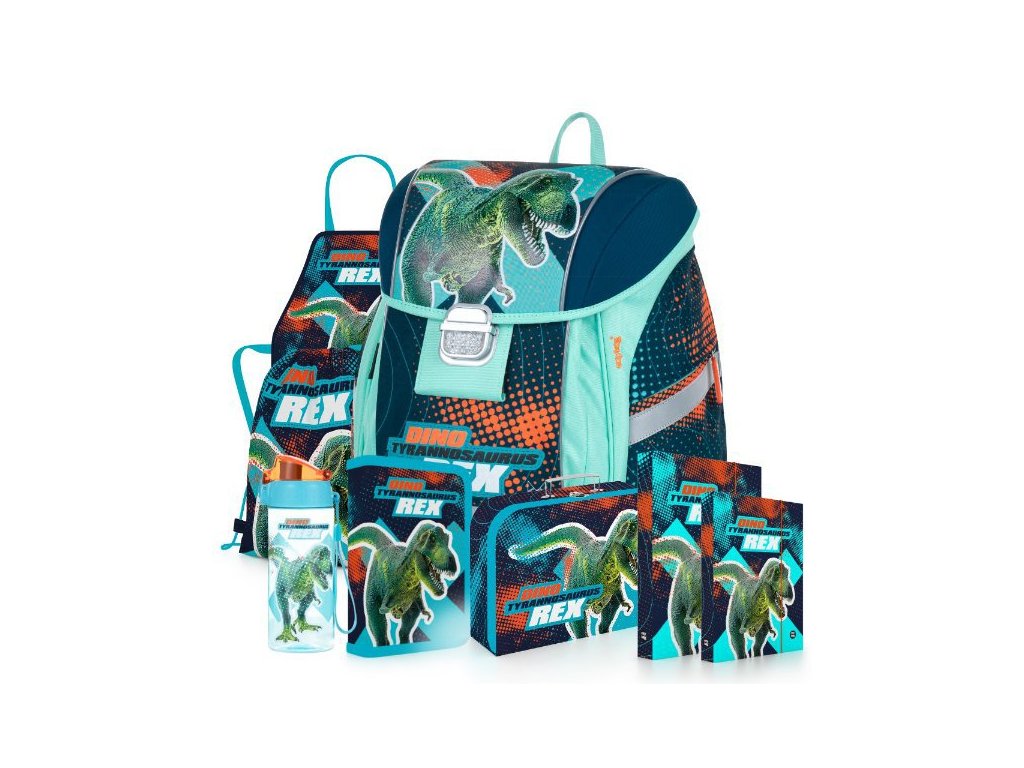 Karton P+P  sada Set 8dílný PREMIUM T-rex Dinosaurus batoh vhodný i pro prvňáčka