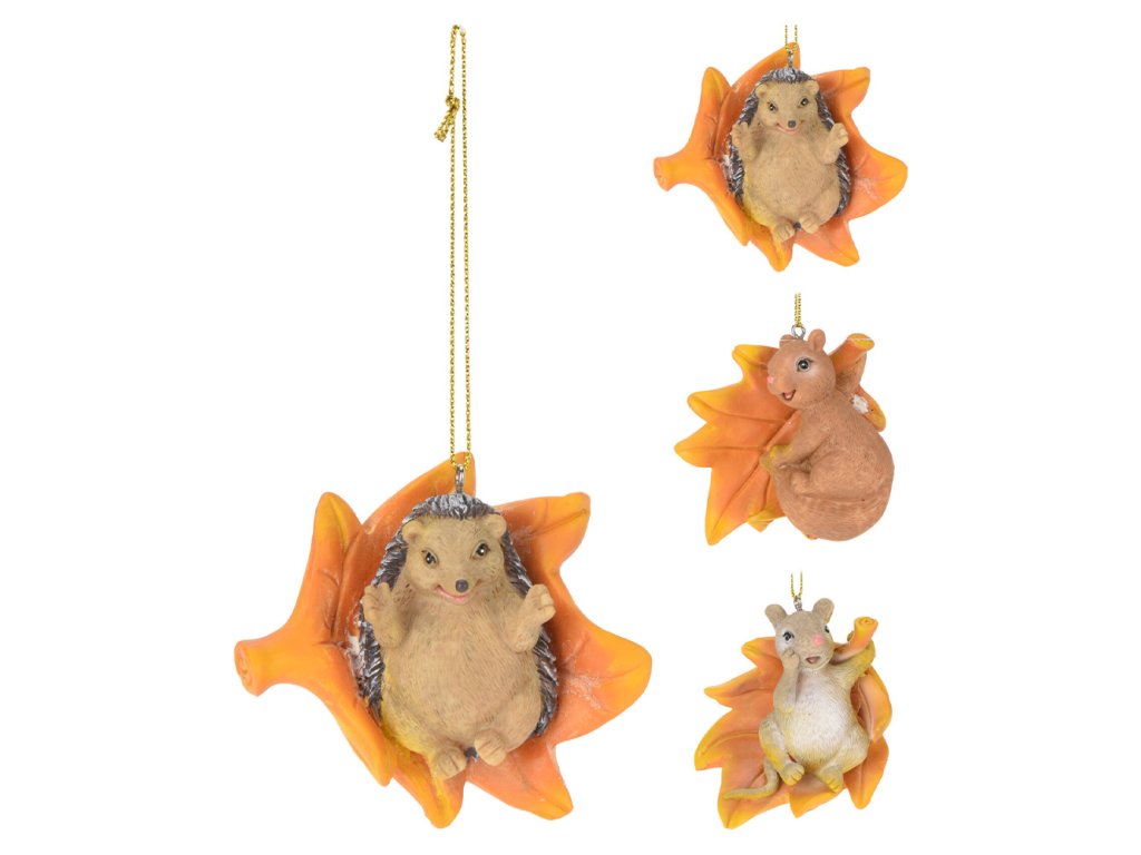 figurka zviratka s podzimnim listem 3 varianty