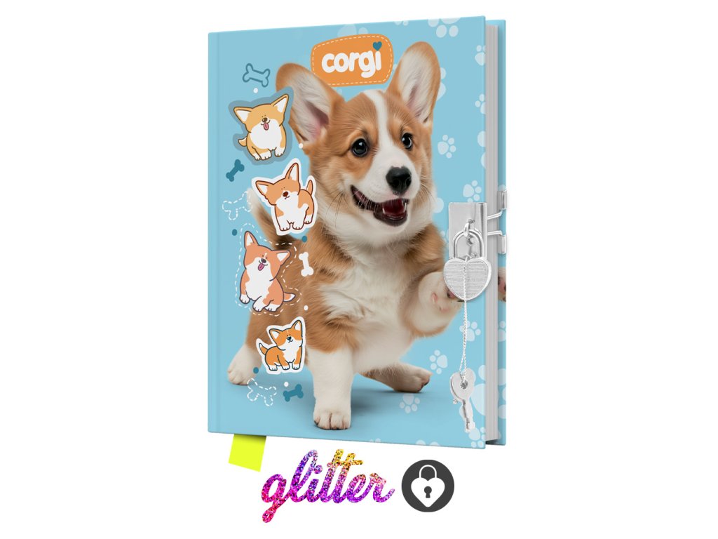 pamatnik junior 14x18 cm 80 list cisty se zamkem corgi