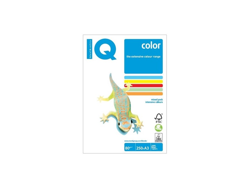 kopirovaci papir a3 80g m2 iq color rainbow 5x 50 listu