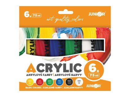 akrylove barvy junior 75 ml 6 ks sada basic
