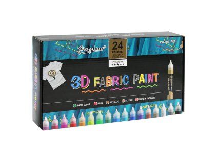 3d barvy na textil 30 ml 24 barev 3 stetce