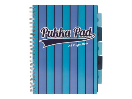 Pukka Pad projektový blok Pukka Stripe A4, 200 stran, linky 8 mm, modrý, linkovaný