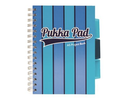Pukka Pad projektový blok Pukka Stripe A5, 200 stran, linky 8 mm, modrý, linkovaný