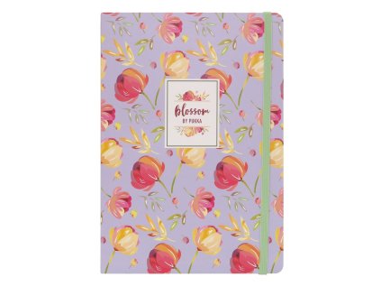 Sešit A5 a elastickým uzávěrem, lila,96 listů, krémový papír 80g