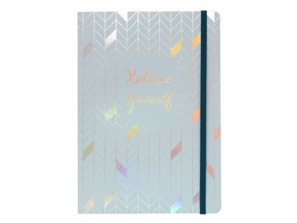 Sešit A5 a elastickým uzávěrem,šedo modrý, 96 listů, krémový papír 80g