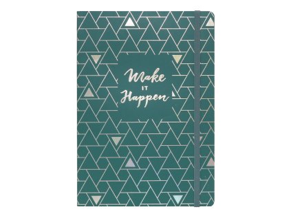 Sešit A5 a elastickým uzávěrem,zelený, 96 listů, krémový papír 80g