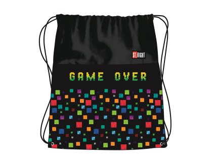 Sáček na přezůvky a cvičební úbor St.RIGHT - GAME OVER, rozměry: 34 x 43 cm