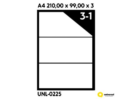 Samolepicí etikety A4 210 x 99 x 3, 100 listů