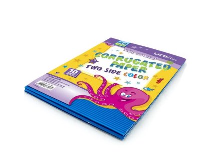 Vlnitá lepenka A4 modrá, oboustranně barevná, balení 10 ks