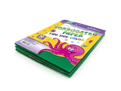 Vlnitá lepenka A4 zelená, oboustranně barevná, balení 10 ks