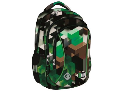 Volnočasový batoh St.RIGHT - GREEN 3D BLOCKS, 3 komorový BP26, rozměry: 39 x 27 x 17 cm