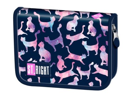 Penál jednopatrový St.RIGHT -Cosmic Cats, rozměry: 20,5 x 14 x 3,5 cm