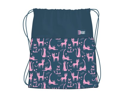 Sáček na přezůvky a cvičební úbor St.RIGHT - Lazy Cats, SO01, rozměry: 34 x 43 cm