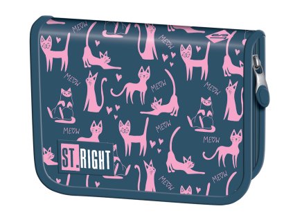 Penál jednopatrový St.RIGHT - Lazy Cats, PC03, rozměry: 20,5 x 14 x 3,5 cm