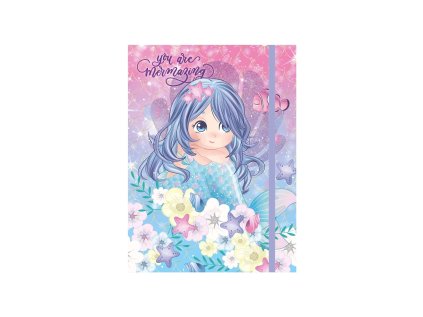 Box na sešity s gumou MERMAID 3D design A4 (315x240mm) 130gr/m2