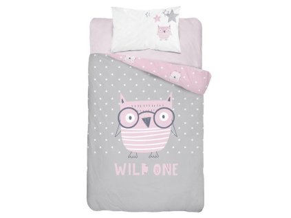 DETEXPOL Povlečení do postýlky Moudrá Sova pink Bavlna, 100/135, 40/60 cm