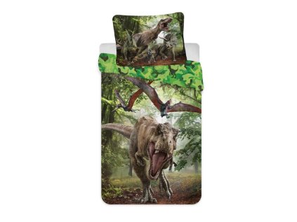 JERRY FABRICS Povlečení Jurský Svět Green micro Polyester - mikrovlákno, 140/200 cm