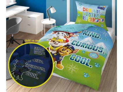 DETEXPOL Povlečení Paw Patrol dream svítící Bavlna, 140/200, 70/80 cm
