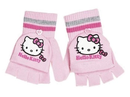 RUKAVICE DVA V JEDNOM HELLO KITTY nh 4041 růžové (Velikost uni)