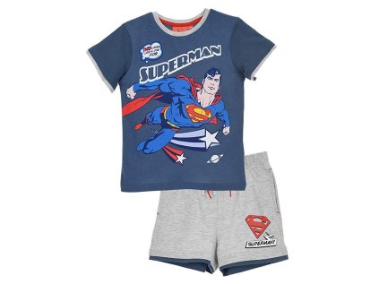 KOMPLET TRIČKO A KRAŤASY SUPERMAN er 1495 tm. modro - šedý (Velikost 3)