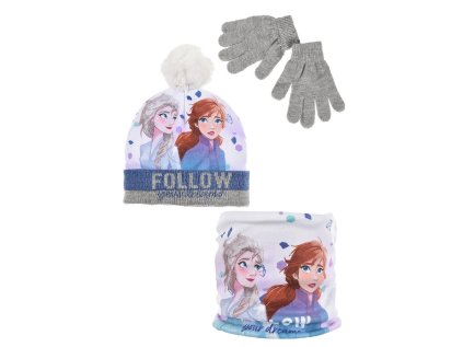 SOUPRAVA ČEPICE, NÁKRČNÍK A RUKAVICE FROZEN (Velikost 52)
