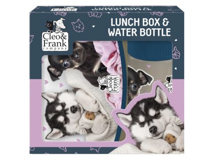 32053 73183 cleo a frank pejsci lunch sada box na svacinu a lahev na piti darkove baleni