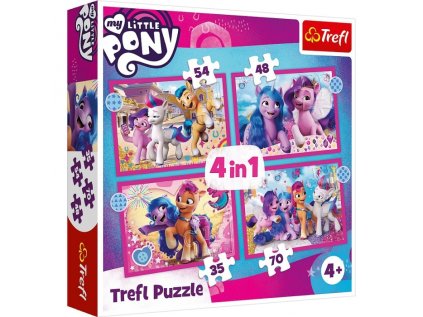 PUZZLE MY LITTLE PONY BAREVNÍ PONÍCI 4 V 1 MIX 35,48,54 A 70 DÍLKŮ