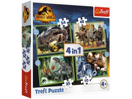 32565 74552 puzzle dinosauri jursky svet 4 v 1 mix 35 48 54 a 70 dilku