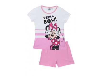 DÍVČÍ LETNÍ PYŽAMO /KOMPLET/ DISNEY MINNIE MOUSE bílorůžové (Velikost 114)