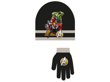 ZIMNÍ 2-DÍLNÁ SOUPRAVA ČEPICE A RUKAVICE AVENGERS černá (Velikost 52)