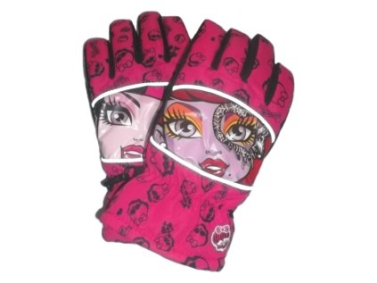 DÍVČÍ ZIMNÍ LYŽAŘSKÉ RUKAVICE MONSTER HIGH růžové (Velikost 9/10 let)