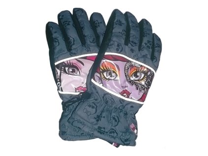 DÍVČÍ ZIMNÍ LYŽAŘSKÉ RUKAVICE MONSTER HIGH šedé (Velikost 11/12 let)