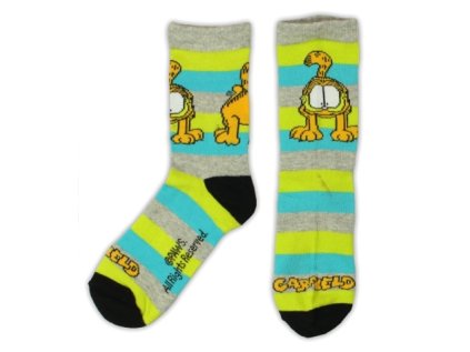 PONOŽKY GARFIELD UNISEX zelený proužek (Velikost 23/26)