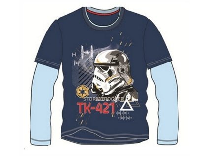 CHLAPECKÉ TRIČKO STAR WARS DLOUHÝ RUKÁV tmavě modré (Velikost 104)