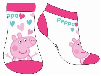 DÍVČÍ KOTNÍČKOVÉ PONOŽKY PEPPA PIG bílé (Velikost 31/34)