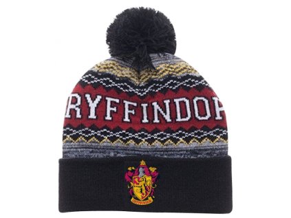 CHLAPECKÁ ZIMNÍ ČEPICE KULICH HARRY POTTER GRYFFINDOR tmavě šedá (Velikost 54)