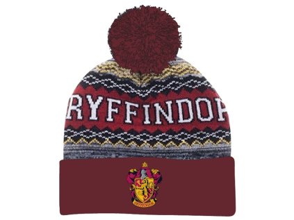 CHLAPECKÁ ZIMNÍ ČEPICE KULICH HARRY POTTER GRYFFINDOR hnědá (Velikost 54)
