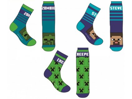 CHLAPECKÉ PONOŽKY MINECRAFT SADA 3 KS (Velikost 27/30)