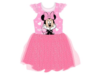 Dívčí šaty s tylem Minnie Mouse růžové (Velikost 104/110)