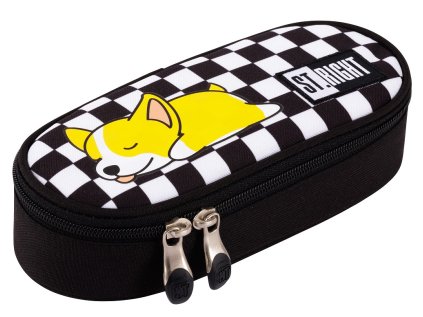 Penál oválný St.RIGHT - Sleepy Corgi, PC-01, rozměry 23 x 9,5 x 6 cm