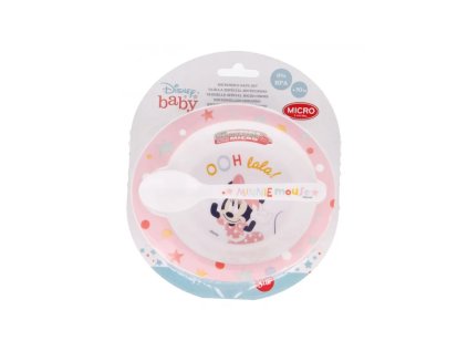 detsky plastovy riad 2ks minnie mouse baby miska lyzicka 13178