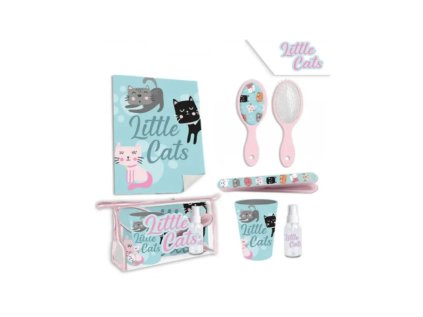 detsky cestovny kozmeticky set kefa puzdro pohar uterak spray little cats kl10736
